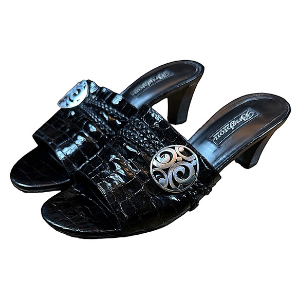 Brighton Shoes - BRIGHTON: Tiamo Black leather Heeled Sandals - Size 8 1/2